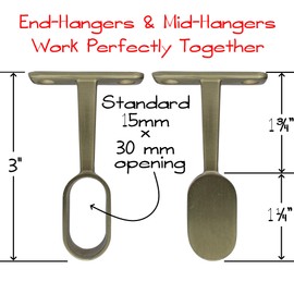 Oval Closet Rod End Hanger | Satin Brass | 1 Pack