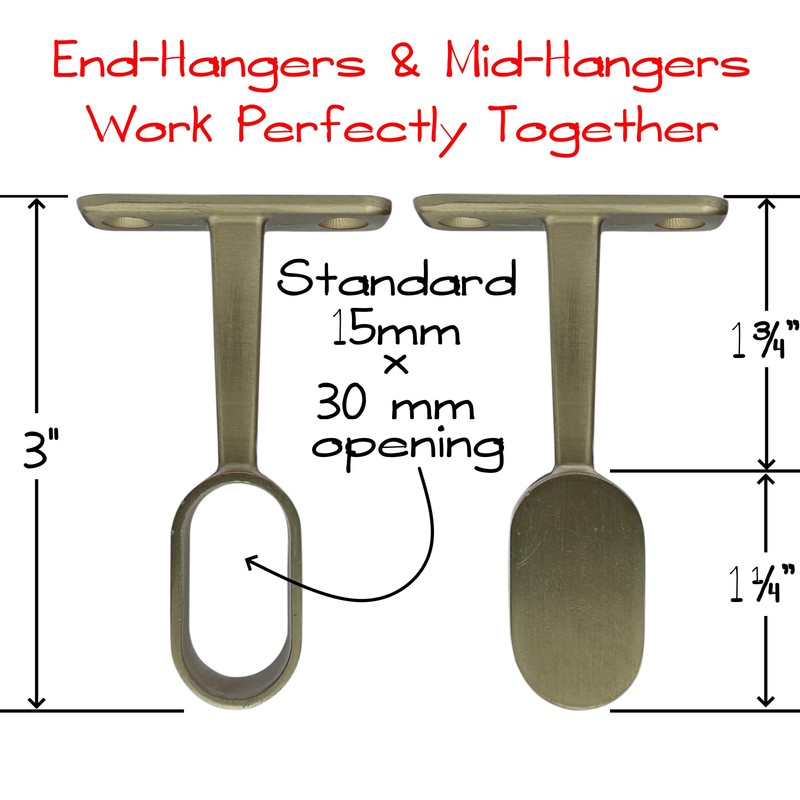 Oval Closet Rod End Hanger | Satin Brass | 1