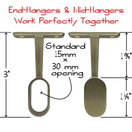 Oval Closet Rod End Hanger | Satin Brass | 1 Pack