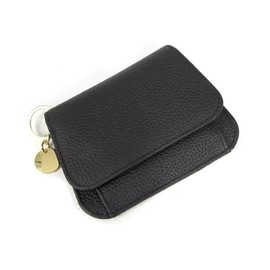 IDIDG Small Wallet for Women Genuine Leather Keychain Wallet RFID Blocking Card Case Slim Tri-Fold Wallet with Coin Pocket (Black)