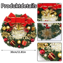 30 cm Christmas Decoration Wreath Door, Door Wreath, Front Door, Outdoor Christmas, Christmas Wreath, Fir Garland, Christmas Decoration Wreath, Artificial Wreath Christmas (B)