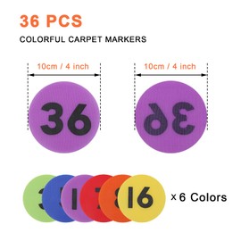 36Pcs Carpet Spot Markers, Windspeed 6 Colors Carpet Markers for Number Carpet Spot Markers with 1-36 Numbers, Floor Dots Carpet Markers(36)