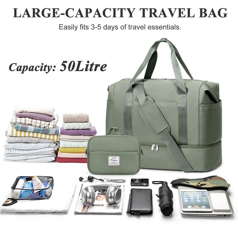 Travel Duffel Bag, Weekender Bags for Women with Shoe Compartment,2Pcs