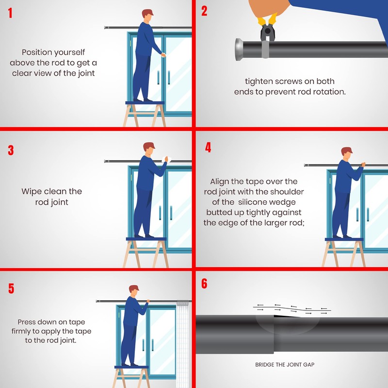 Curtain Rod Joint Tapes (10 Pieces for 10 Rod Joints)