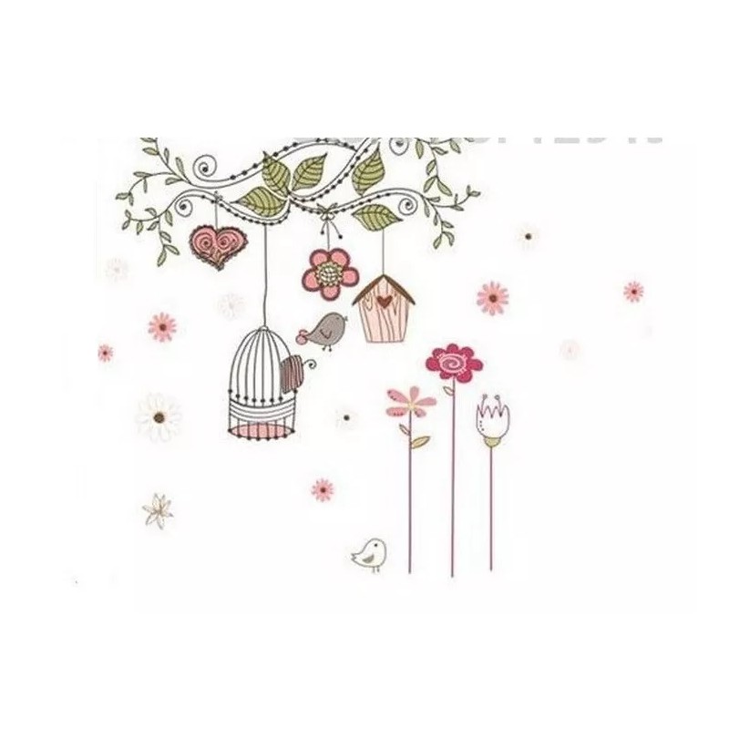 DaraBaby Vinil Decorativo Pajaro Feliz En Jaula Retro Estancia Sala
