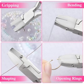 LEONTOOL Mini Flat Nose Pliers for Jewelry Making with 2 Replacement Tips, Parallel Pliers 3 Inches Soft Jaw Pliers with Consistent Grip Wire Straightener for Beading, Looping, Gripping, Shaping Wire