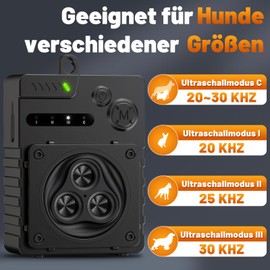 BeSokar Anti-Bark Device 33 ft - Ultrasonic Dog Barking Deterrent for Medium & Large Dogs - 3 Frequencies, IP45 Waterproof, Anti-Bark Agent for Dogs, Indoor and Outdoor (Black)