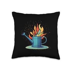 Watering Can with Flowers Pretty Watering Can for Spring Flowers and Blooming Season Throw Pillow, 16x16, Multicolor