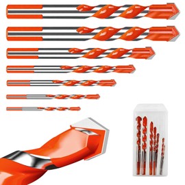 7Pcs Concrete or Masonry Drill Bit Set Can Drill Holes in Tiles, Concrete, Iron Plates, Stainless Steel, Red Trick Walls, Etc(Orange)