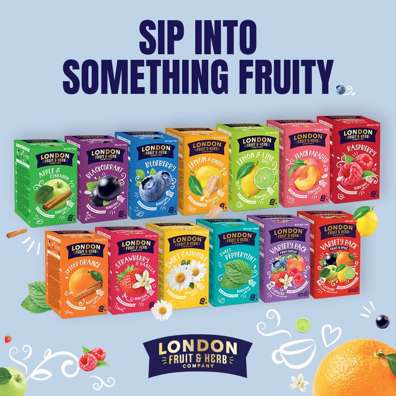 London Fruit & Herb Sweet Peppermint Tea, Caffeine-Free Herbal Infusion,