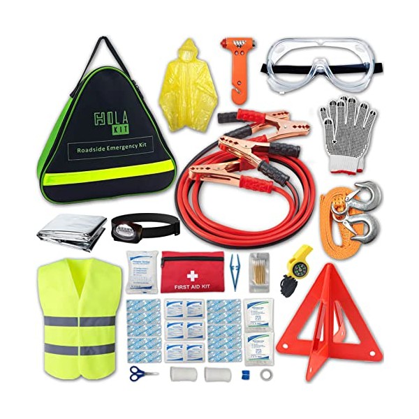 HolaKit Auo Emergency Kit, 55-Piece Car Emergency Roadside Kit with