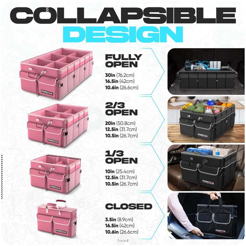 FORTEM Trunk Organizer For SUV Car Trunk Organizer, Foldable Storage,