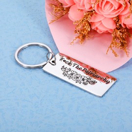 F**k The Patriarchy Keychain Inspirational Gift for Best Friend Her Women Feminist Stocking Stuffers Her Activist Gift for Female Girl Power for Mom Daughter Best Friend Sister Christmas