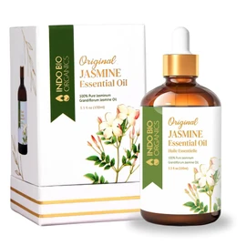INDO BIO ORGANICS Jasmine Essential Oil (100ml), 100% Pure & Natural Jasmine Oil For Hair, Skin & Aromatherapy (3.38 fl. Oz)