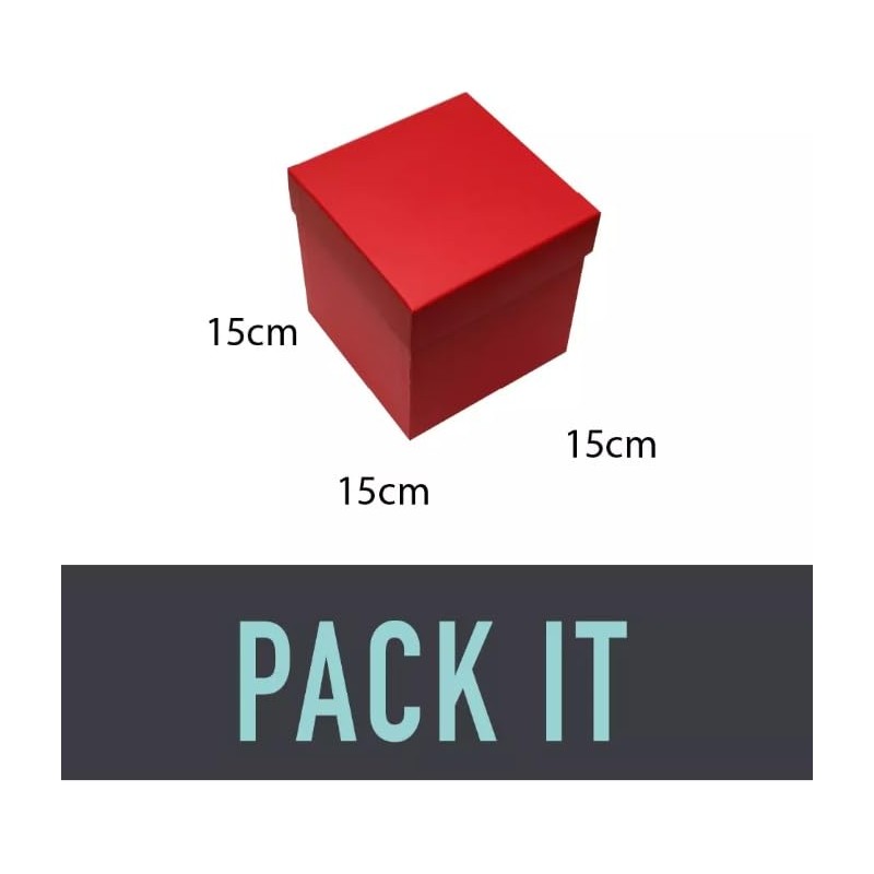 Pack it Caja Rígida Regalo Cubo Rojo 15x15x15 cm Base