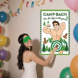 Camp Bachelorette Decorations, Funny Bachelorette Game Dirty for Women, Pin the Log on the Groom Games for Wedding Bridal Shower Party, Camping Bachelorette Party Decoration 2HB