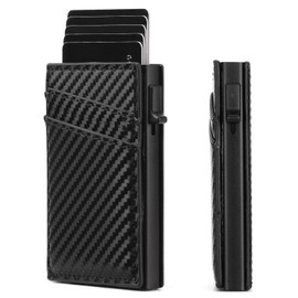 LOUEBICA Mens for Wallet Card Holder， Minimalist Pop Up Wallet for Men -RFID Blocking Mens (Carbon Fiber)
