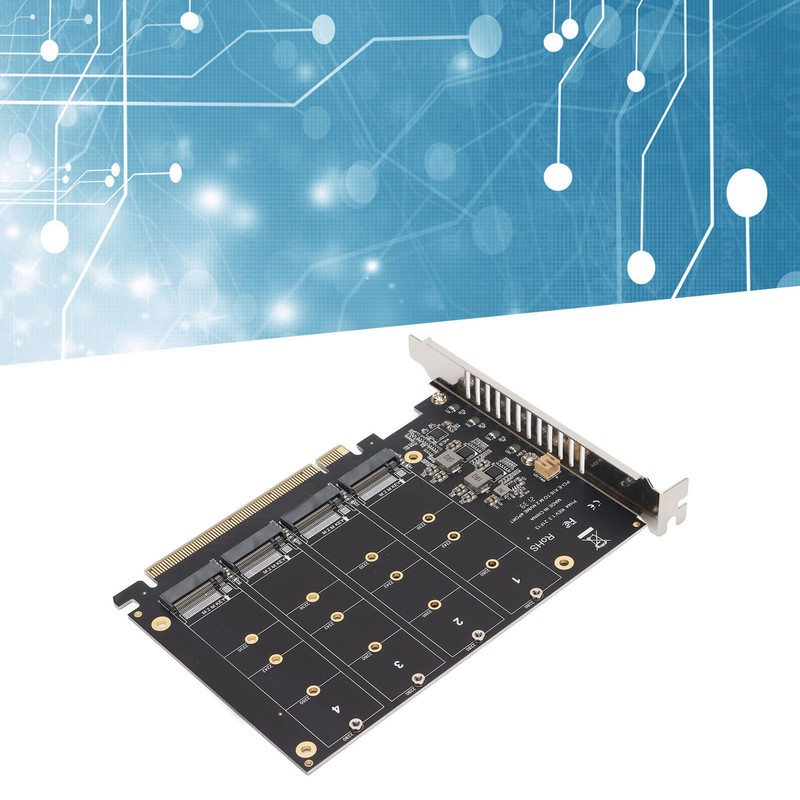 Adapter Card NVME M.2 to PCIE X16 4 Ports 32Gbps