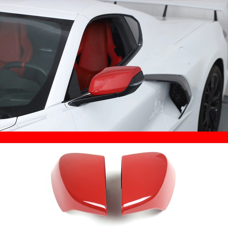 auguisy-motortrim Fit For Corvette C8 2020-up Red ABS Rear View