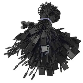 SatsoniK 7" 100 Pcs Hang Tag Nylon String Snap Lock Pin Loop Fastener Hook Ties (Black)