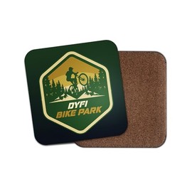 Dyfi Square Coaster - Mountain Forest UK Resort Bike Park MTB Route Sport Trails Biker Fan Hobby Travel Kitchen Drink #82511