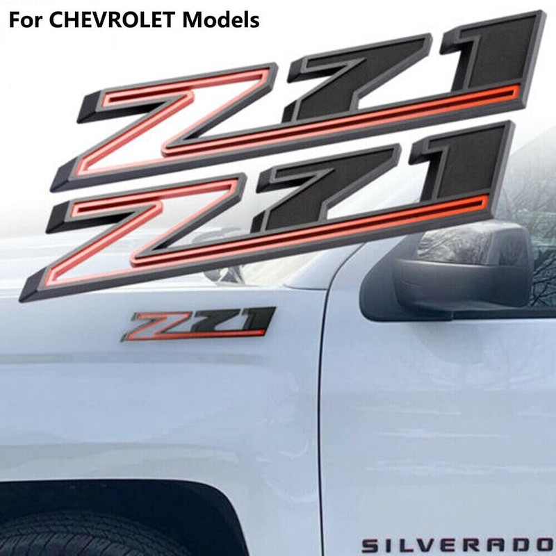 2PCS Black & Red 2019-2023 Silverado Z71 Emblem Badge 84632695