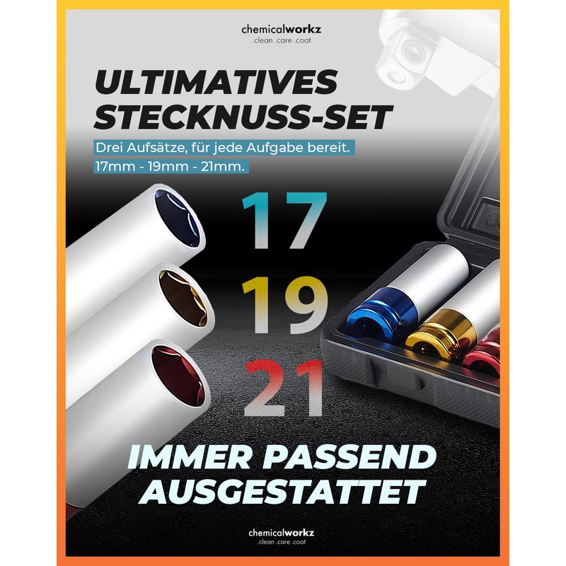 chemicalworkz Socket Spanner Set Protective Insert 17 mm 19 mm