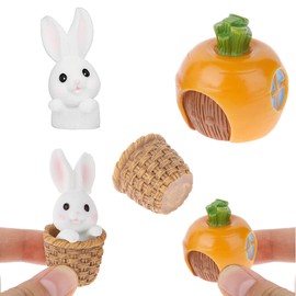 Pack of 7 Miniature Rabbits, Bunny Easter Decoration, Rabbit Figures, for Easter Decorating, Panjing Decorating, Photography Props (White)