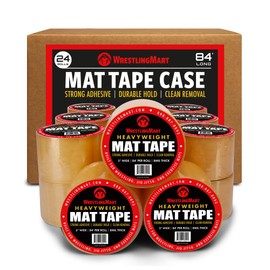 WrestlingMart Heavyweight 3” Mat Tape Case (24 Rolls) | Premium 8mil Thick Clear Wrestling Mat Tape for Long-Term Application | Maximum Strength, Tear-Resistant, & Reusable for Reliable Performance
