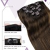 LaaVoo Clip in Hair Extensions Dark Brown Human Hair Extensions
