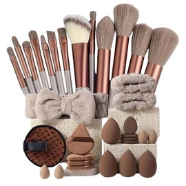 Pincel de Maquillaje - Kit de Maquillaje de Viaje 33 Piezas  Estuche De Herramientas Cosmeticas Portátil Accesorios De Belleza Para Mujer Niña Regalo 