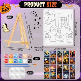 Zhanmai 20 Pack Pre Drawn Canvas for Painting Drawn Canvas Paint Kit Pre Printed Canvases for Sip and Paint Party Favor DIY Virtual Party Birthday Gifts Adult's Date Night (Ghost,Skull,Pumpkin)