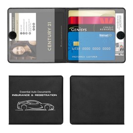 BESULEN Car Registration and Insurance Holder, 2 Pack PU Leather Auto Glove Box Organizer, Wallet Driver License Case for Cards Documents, Car Essentials Interior Accessories