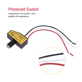 Photocell Switch, 12V 24V 36V 48V, Automatic Light Sensor Controller, Black, 5A Load Current, IP66 Waterproof, 40x15.6x20mm