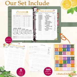 IdeaMarlle Recipe Book to Write in Your Own Recipes, Recipe Binder Hold 160 Recipes, Leather Cover Recipe Cookbook with Divider Tabs,Gifts for Mom Daughter (Green)