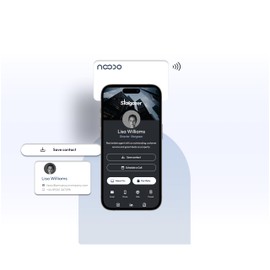 Noodo Contactless Digital Business Card - Digital Business Card with NFC Tag for Seamless Connections and Secure Contactless Payments - Smart Card for Social Media Sharing - iOS and Android (White)