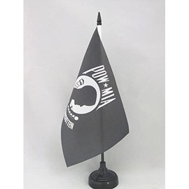 AZ FLAG USA Pow Mia Remember Table Flag 5'' x 8'' - US - American Army Desk Flag 21 x 14 cm - Black plastic stick and base