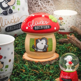 Sheepworld Money Box with Lucky Charm Motif, Figured Money Box, Height 11.5 cm, Stoneware, Gift, Lucky Charm, New Year's Eve, 70098