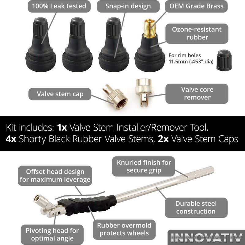 Tire Valve Stem Tool Remover & Installation - 4x Shorty