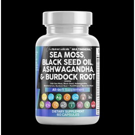 Clean Nutra Seamoss, Blackseed Oil, Ashwaganda, Tumeric, Vitamin C & D3 Supplements Pills