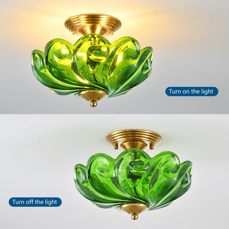 HuixuTe Modern Semi Flush Mount Ceiling Light, 3-Light Gold Close