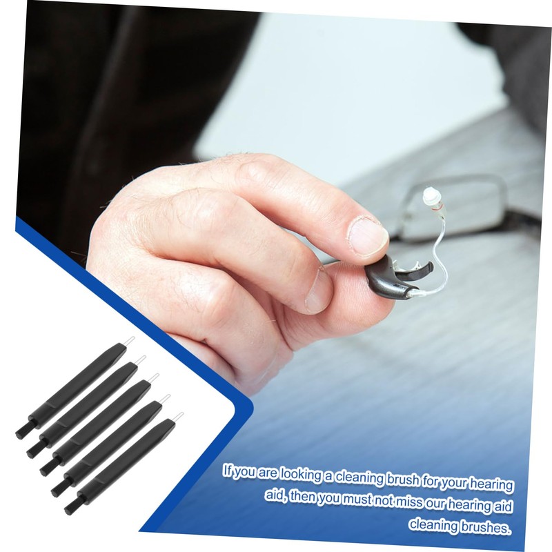 Beavorty Hearing Aid Cleaning Brush Kit 5pcs U-Shaped Hook Nylon