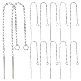 HOBBIESAY 6 Pairs Threader Earrings Stainless Steel Chain Tassel Earrings for Women Silver Dangle Earrings Long Chain for DIY Jewelry Making