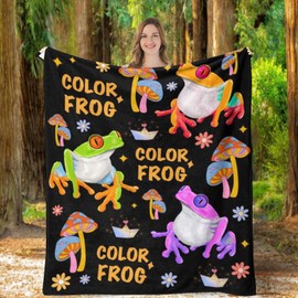Firiseroh Funny Frog Throw Blanket Cartoon Cute Frog Blanket Gifts for Adult Kid Lightweight Plush Blanket Decor for Living Room Couch Bed Dorm 40"x50"