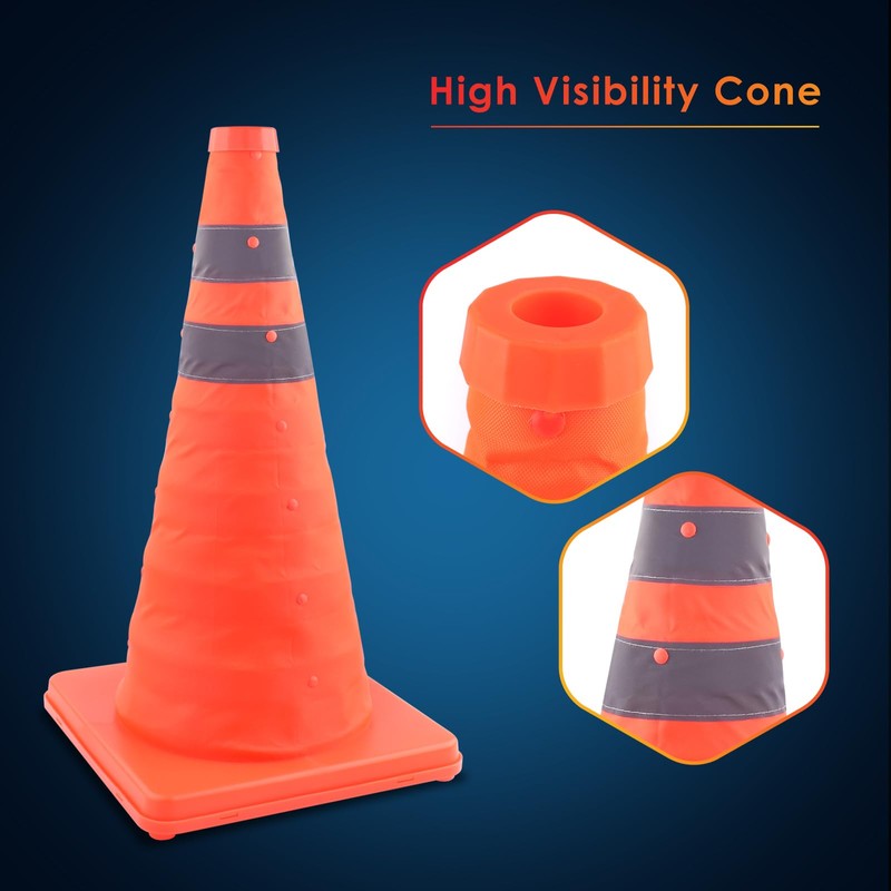 Collapsible Traffic Cones, ERKOON 2 Pack 18'' Orange Safety Road