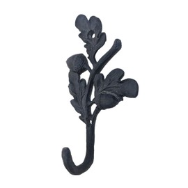 Fyne-Finds Metal Grey Rustic Wall Door Hook Clothes Coat Hat Keys Hanging Acorn Leaf Vintage Home Decorative