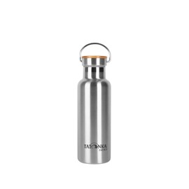 Tatonka Stainless Steel Drinking Bottle Hot + Cold Stuff Bamboo Lid 500 ml - Unbreakable Insulated Bottle with Bamboo Lid - Dishwasher Safe and BPA-Free - 0.5 L