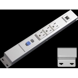 12” Hardwired Power Strip (NO Power Cord), 3 Vertical Tamper Resistant Outlets, with Ears (with mounting tabs on Both Ends), 15A (NOT a 20 Amp Unit), with ALCI and USB, White