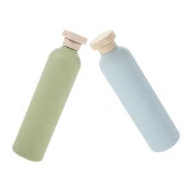 Mikinona 2pcs Travel Toiletry Bottles Leakproof Refillable Squeeze Bottles for Body Wash Lotion Shampoo Conditioner