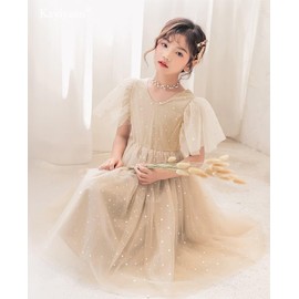 Kayiyasu Girls' Dress, Piano Recitals, Children's Dress, Formal Dress, Star Pattern Decoration, Elegant, Concerts, Weddings, Kindergarten Entrance Ceremonies, Children's Clothes, 43.3 - 66.9 inches